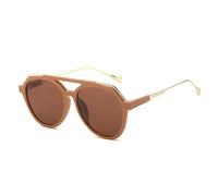 ETETGVG Sunglasses for Woman Man Retro Double Bridge Outdoors Driving Uv400(Gold Brown)