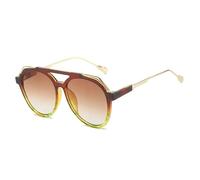 ETETGVG Sunglasses for Woman Man Retro Double Bridge Outdoors Driving Uv400(Gold Gradient Tea)