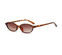 ETETGVG Trendy Black Oval Sunglasses Gradient Brown Lens Round Women Men Sun Glasses Female UV400,tea,One size