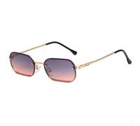 ETETGVG Trendy Luxury Sexy Small Oval Frame Sunglasses for Women Men Metal Travel Uv400(Gold Gray Pink)