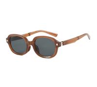 ETETGVG Trendy Oval Fashion Folding Sunglasses for Women Men Luxury Driving Retro Travel Driving Uv400(Brown Gray)