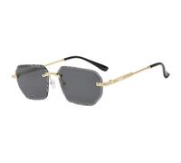 ETETGVG Trendy Rimless Sunglasses for Women Men Cut Edge Punk Retro Shade Uv400(Gold Grey)