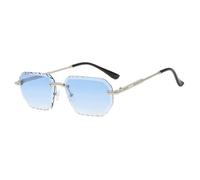 ETETGVG Trendy Rimless Sunglasses for Women Men Punk Retro Shade Uv400(Silver Gradient Blue)