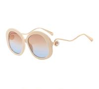 ETETGVG Trendy Round Frame Sunglasses for Women's Men's Luxury Outdoor Driving Traveling Uv400(Beige Tea Blue)