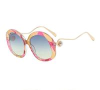 ETETGVG Trendy Round Frame Sunglasses for Women's Men's Luxury Outdoor Driving Traveling Uv400(Pink Blue Green)