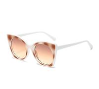 ETETGVG Vintage Cat Eye Sunglasses for Men Women Trendy Outdoors Travel Uv400(White Purple Yellow)