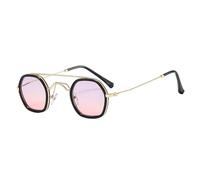 ETETGVG Vintage Double Bridges Polygon Sunglasses for Women Men Ocean Gradient Lens Punk Uv400(Black PInk)