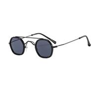 ETETGVG Vintage Double Bridges Polygon Sunglasses for Women Men Ocean Gradient Lens Punk Uv400(Black Grey)