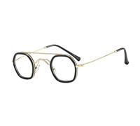 ETETGVG Vintage Double Bridges Polygon Sunglasses for Women Men Ocean Gradient Lens Punk Uv400(Black Clear)