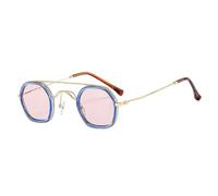 ETETGVG Vintage Double Bridges Polygon Sunglasses for Women Men Ocean Gradient Lens Punk Uv400(Blue Pink)