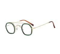 ETETGVG Vintage Double Bridges Polygon Sunglasses for Women Men Ocean Gradient Lens Punk Uv400(Green Clear)