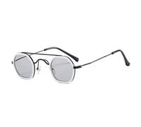 ETETGVG Vintage Double Bridges Polygon Sunglasses for Women Men Ocean Gradient Lens Punk Uv400(White LightGrey)