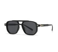 ETETGVG Vintage Double Bridges Sunglasses for Women Men Clear Ocean Lens Trending Rivets Uv400(Black)