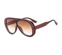 ETETGVG Vintage One Piece Oversized Frame Sunglasses for Women Luxury Men Sunglass Driving Hiking Travel Uv400(Brown Brown)