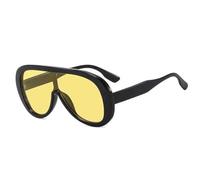 ETETGVG Vintage One Piece Oversized Frame Sunglasses for Women Luxury Men Sunglass Driving Hiking Travel Uv400(Black Yellow)