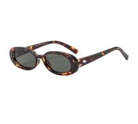 ETETGVG Vintage Oval Sunglasses for Women Men Retro Rivet Gradient Uv400(Leopard Green)