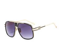 ETETGVG Vintage Oversized Sunglasses for Men Luxury Metal Driving Steampunk Trendy Uv400(Black DoubleGrey)