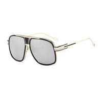 ETETGVG Vintage Oversized Sunglasses for Men Luxury Metal Driving Steampunk Trendy Uv400(Black Mercury)