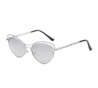 ETETGVG Vintage Personality Cat Eye Sunglasses for Women Men Luxury Female Travel Street Photography Uv400(Silver Silver)