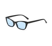 ETETGVG Vintage Small Cat Eye Sunglasses for Women Men Trendy Outdoors Street Photography Uv400(Black Blue)