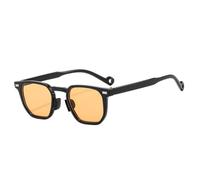 ETETGVG Vintage Small Frame Rivets Sunglasses for Women Men Luxury Classic Outdoor Travel Drive Uv400(Black Yellow)
