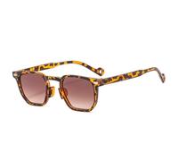 ETETGVG Vintage Small Frame Rivets Sunglasses for Women Men Luxury Classic Outdoor Travel Drive Uv400(Leopard Tea)