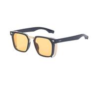 ETETGVG Vintage Sunglasses for Men Women Luxury Steampunk Retro Driving Rectangle Metal Uv400(Black Yellow)