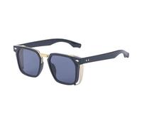 ETETGVG Vintage Sunglasses for Men Women Luxury Steampunk Retro Driving Rectangle Metal Uv400(Gold Grey)