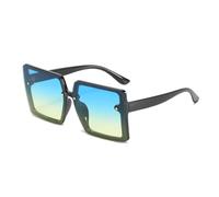 ETETGVG Vintage Sunglasses for Women Men Luxury Big Frame Glasses Trendy Outdoor Travel Uv400(Black Blue Yellow)