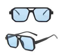 ETETGVG Vintage Sunglasses Women Big Frame Retro Square Double Bridge Sun Glasses Fancy Glasses,Black blue,One size