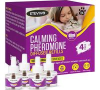 ETEVIVO Cat Calming Pheromone Diffuser 4 Pack Cat Calming Diffuser Refills Anxiety Relief Comfort for Cats Reduce Fighting Spraying and Scratching 120 Days Long Lasting Serenity