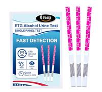 ETG Alcohol Strips - High Sensitivity - Fast 2 Minute Results for Home Testing, Workplace/Rehabilitation, 24-80 Hours Viewing Window - Pack of 8