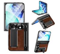 ETGOKJM For iPhone Duo Case with S Pen Holder & Stylus | With Invisible Kickstand,Built in Screen Protector and Hinge Phone Cover for iPhone Duo Case(Brown)