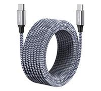 etguuds Extra Long USB C to USB C Cable 5M, Type C to C Charger Cable 60W/3A Fast Charging Nylon Braided Lead for iPhone 15 Pro Max Samsung Galaxy S24 S23 S22 S21 Note 20 etc -Grey