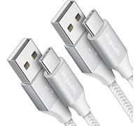 etguuds Long USB C Cable [2 Pack 3m], 3A Fast Charging Braided USB to USB C Cable for iPhone 17/16/15 Pro, Samsung Galaxy S26 S25 S24 S23 S21 S20 S10 S9 S8 Plus S10E, Huawei, LG & More (White)