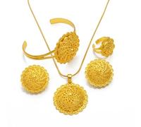 ETH-JE-G Ethiopian Jewelry for Women Set Ethiopian Traditional Jewelry Eritrean Jewelry Ethiopian Traditional Jewelry Necklaces Earrings Rings Bracelets Wedding Gifts Dowry, Zinc, No Gemstone
