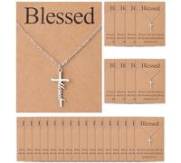 Ethanberg 24 Sets Blessed Cross Necklace for Women, Christian Cross Pendant Necklace with Bible Verses Cards for Her Mom Sister Friend Easter Religious Jewelry Gifts