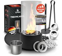 Ethanol Table Fireplace for Indoor and Outdoor - Bio-Ethanol Table Fireplace with Adjustable Flame - 2 Combustion Chambers for Infinite Burn Time - Bio-Ethanol Fireplace with Two