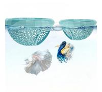 ETHCOOL 2 PCS Floating Betta Hammock Beta Hide & Shrimp Cave, 3D Printed Aquarium Decor, Floating Betta Fish Feeder and Safe Resting Spot for Betta, Shrimp and Small Fish (Blue)