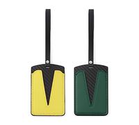 ethctoat 2PCS Pieces Leather Key Card Holder Case For Tesla Model Y and Model 3 Protector Cover Tesla Key Accessories, Yellow and Green, Large
