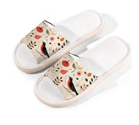 Ethebre Abstract Art Bird Leaves Open Toe House Slippers for Women Men Breathable Linen Home Sandals with Anti Slip EVA Sole Summer Comfortable Indoor Shoes Spa Guest Use Size XL