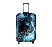 Ethebre Abstract Art Neon Cat Elastic Luggage Covers, Protective Suitcase Cover Dustproof Scratch Resistant Stretch Luggage Protector for Business Trip Travel, S for 18-21 in Suitcases