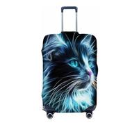 Ethebre Abstract Art Neon Cat Elastic Luggage Covers, Protective Suitcase Cover Dustproof Scratch Resistant Stretch Luggage Protector for Business Trip Travel, M for 22-24 in Suitcases