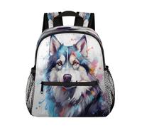 Ethebre Abstract Art Wolf Kids Backpack for Boys Girls, Waterproof Lightweight Toddler School Bag with Chest Strap, Small Travel Book Bag Preschool Kindergarten Backpack