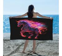 Ethebre Abstract Space Horse Beach Towel 155x78 cm, Quick Dry Microfiber Sand Free Towel for Beach Pool Travel Lightweight Absorbent Bath Towel for Adults Kids Swimming Camping Yoga