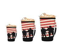 Ethebre American Flag Soldiers Silhouette Iced Coffee Sleeve with Handle, Reusable Washable Neoprene Cup Holder Set of 3, Insulated Anti-Slip Drink Sleeve for 16-32 oz Cups
