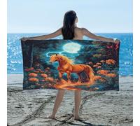 Ethebre Animal Horse Forest Flowers Beach Towel 155x78 cm, Quick Dry Microfiber Sand Free Towel for Beach Pool Travel Lightweight Absorbent Bath Towel for Adults Kids Swimming Camping Yoga