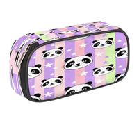 Ethebre Animal Panda Stars Stripe Pencil Case Large Capacity Pencil Pouch Oxford Fabric Pen Bag with Zipper Multi Compartment Stationery Organizer for School Office Makeup Travel Storage
