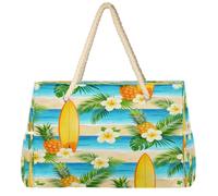 Ethebre Beach Pineapple Surfing Board Large Beach Bag for Women Waterproof Sandproof Beach Tote with Zipper Multiple Pockets Travel Pool Tote for Vacation Gym Shopping 52 x 18.5 x 38 cm