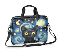 Ethebre Black Cat Starry Night Laptop Bag 16 Inch Laptop Computer Briefcase with Shoulder Strap Business Messenger Bag Travel Work Laptop Case with Multiple Pockets for Men Women